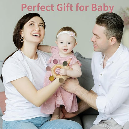 Baby Teething Toys with Wooden Ring, Teethers for Babies 3-6 Months