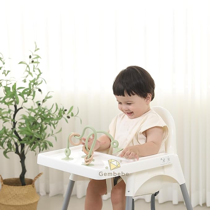 High Chair Toys with Suction Cups | Silicone & Wooden High Chair Suction Cup Toys for Babies 6-12 Months