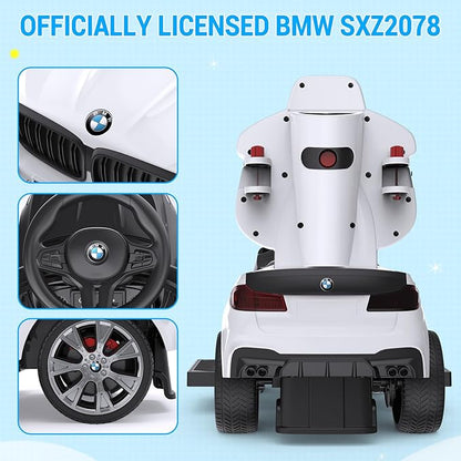 Hetoy Push Cars for Toddlers 1-3 Boys Girls，4-in-1 Ride On Cars Licensed BMW with Horn, Music