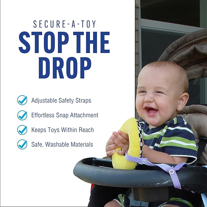 Baby Buddy Secure-a-Toy, Adjustable Pacifier and Teether Strap for Stroller 2 Pack