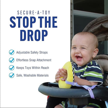 Baby Buddy Secure-a-Toy, Adjustable Pacifier and Teether Strap for Stroller 2 Pack