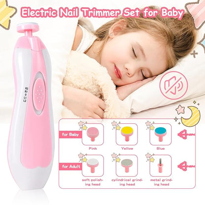 28 in 1 Baby Healthcare and Grooming Kit, Infant Baby Nursery Kit Electric Nail Trimmer Set with Gas Colic Passer Nasal Aspirator Nail Clipper Hair Brush Comb for Newborn Girls Boys (Pink)