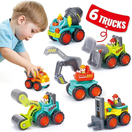 HOLA Toys for 1 Year Old Boy Birthday Gift - 6 PCs Toy Trucks Mini Car Toys for 2 Year Old Boy Birthday Gift, Toddler Toys Age 1-2