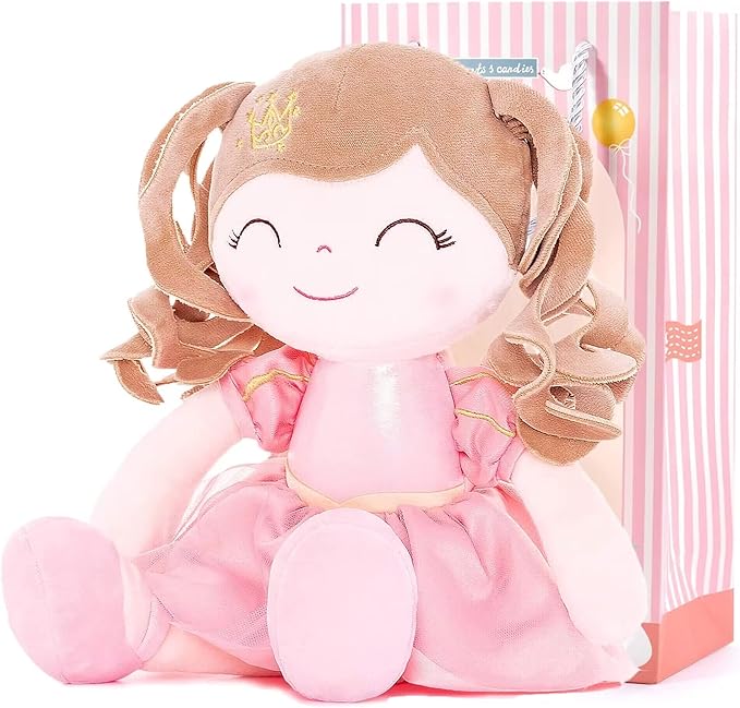 Gloveleya Dolls Baby Girl Gifts Soft Plush Doll Pink Crown 14"