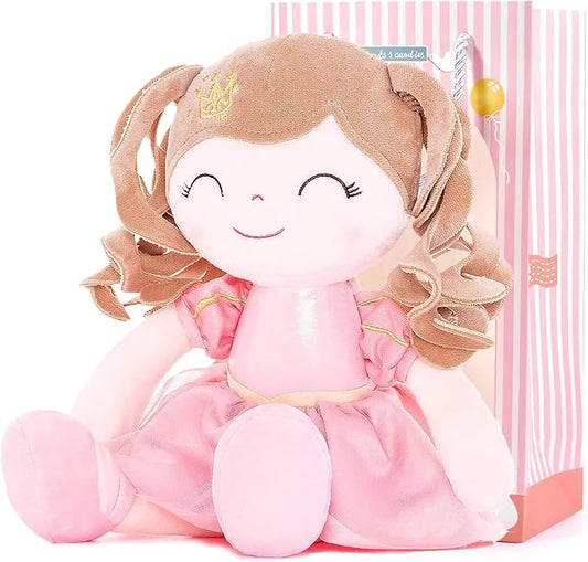 Gloveleya Dolls Baby Girl Gifts Soft Plush Doll Pink Crown 14"
