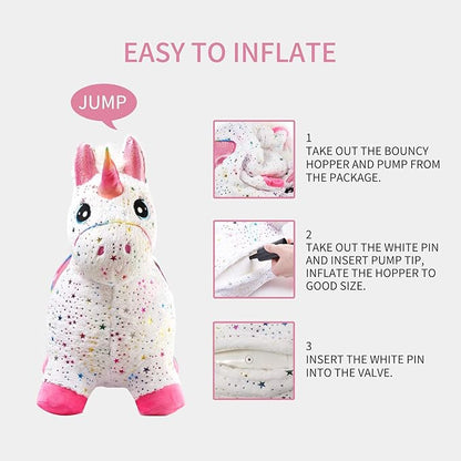 INPANY Bouncy Unicorn Bouncy Horse for Toddlers- Bouncy Animals for Toddlers, Birthday Gift Toys for 2 3,4,5 Year