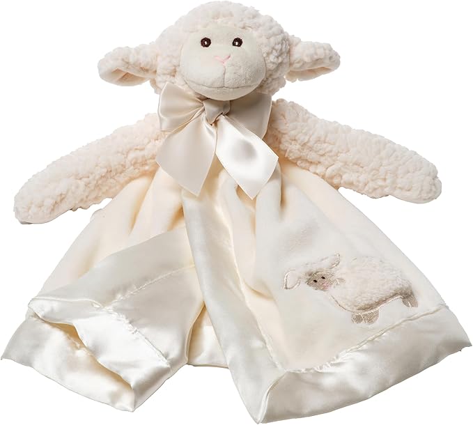 Bearington Baby Lamby Snuggler, 15 Inch White Lamb Plush Stuffed Animal Security Blanket Lovey for Babies