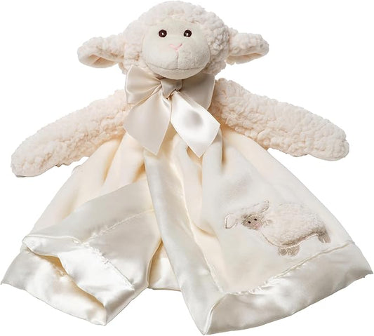 Bearington Baby Lamby Snuggler, 15 Inch White Lamb Plush Stuffed Animal Security Blanket Lovey for Babies