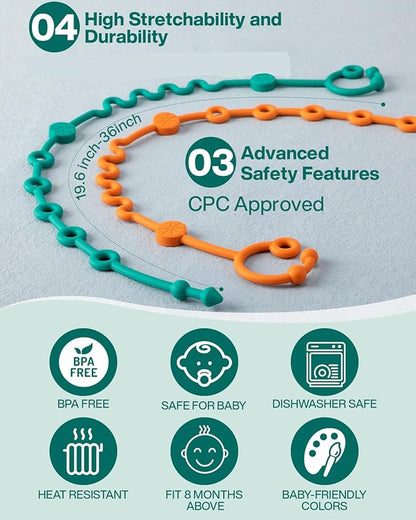 Toy Straps for Baby, 5pcs Adjustable Toy Holder for Stroller Accessories (4-Pack)
