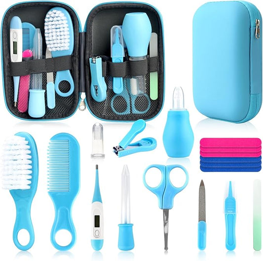 Baby Grooming Kit, Infant Safety Care Set with Hair Brush Comb Nail Clipper Nasal Aspirator,Baby Essentials Kit for Newborn Girls Boys