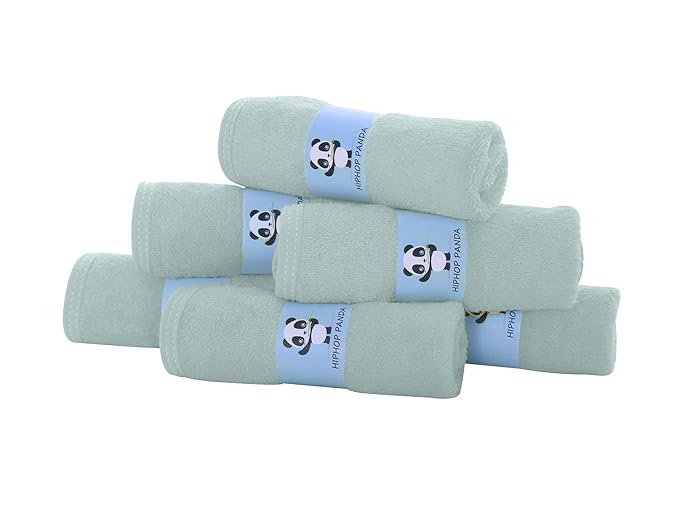 HIPHOP PANDA Baby Washcloths, Rayon Made from Bamboo - 2 Layer Ultra Soft Absorbent Newborn Bath Face Towel 6 Pack