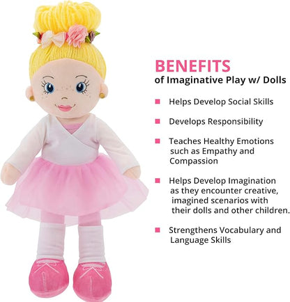 Playtime by Eimmie 14" Soft Baby Doll - Plush Rag Dolls for 2 Year Old Girls, Toddler & Infants