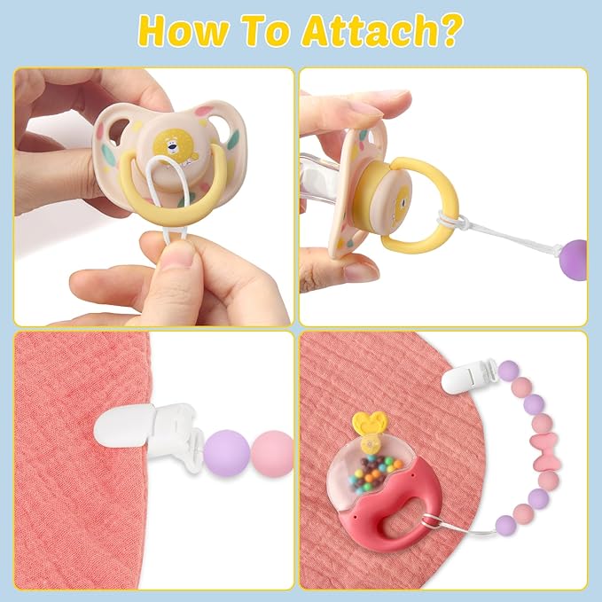 Silicone Pacifier Clip, 2 Pack Pacifier Holder for Boys and Girls