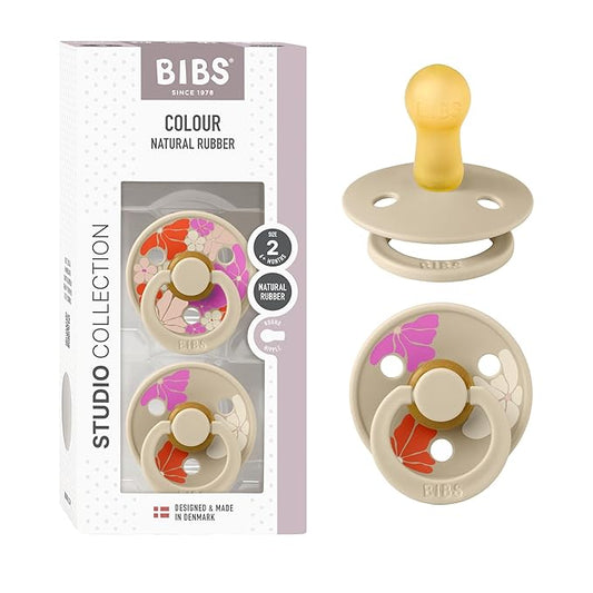BIBS Pacifiers - Colour Studio 2 Pack | Round Nipple Baby Pacifier 6+ Months