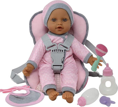 Doll Travel PlaySet - Baby Doll Car Seat Carrier Backpack 12 Inch