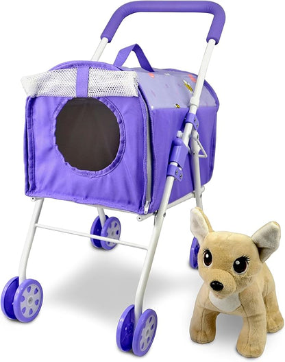 ANIVIA Pet Stroller and Accessories for Kids Ages 3 to 7 Year Olds, Dog Toy for Toddlers 2 Pieces 1 Pet