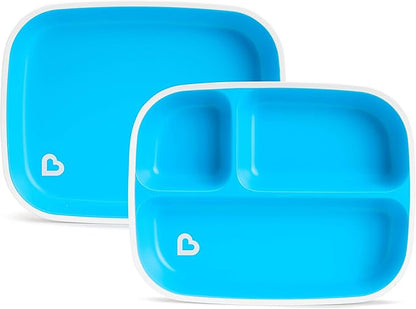 Munchkin® Color Me Hungry 7pc Toddler Feeding Supplies Set, Includes Plates, Bowl, Open Cup and Utensils in a Gift Box, Blue