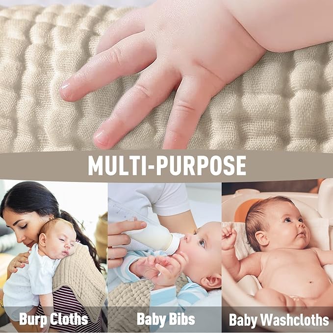Yoofoss Muslin Burp Cloths for Baby 10 Pack 100% Cotton 20''X10'' Super