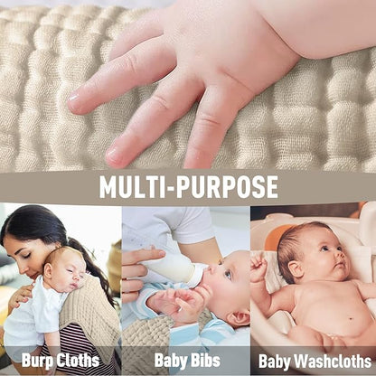Yoofoss Muslin Burp Cloths for Baby 10 Pack 100% Cotton 20''X10'' Super