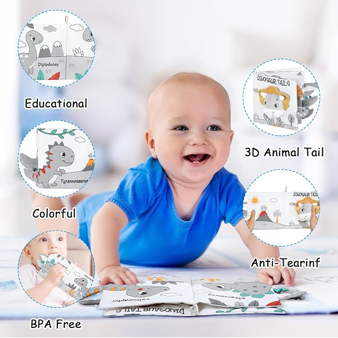 Soft Baby Books Toys, Newborn Crinkle Book 3D Baby 0-6 Months