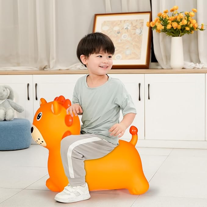 INPANY Kids Bouncy Lion Hopper Toys for 2 Year Old Boy, Toddlers Inflatable Animal Hopping Horse 3 4