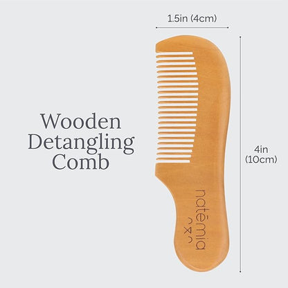 Natemia Wooden Baby Hair Brush | Natural Soft Bristles for Newborns & Toddlers | Gentle Cradle Cap Care | Ideal Baby Registry Gift