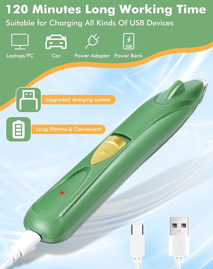 LEYOUFU Dog Clippers for Grooming, Cordless Dog Grooming Kit for Small Dogs with LED Light, Rechargeable Low Noise Cat Hair Trimmer for Grooming Pet Hair Around Paws, Eyes, Ears, Face, Rump (Green)