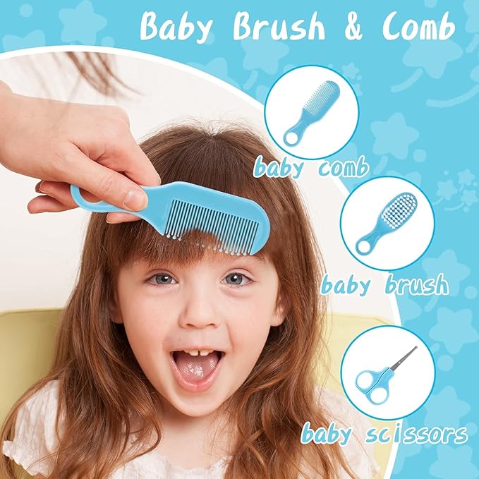 Baby Grooming and Healthcare Kit, Portable Baby Safety Care Set with Hair Brush Comb Nail Clipper Nasal Aspirator for Nursery Newborn Infant Girl Boy (27 in 1