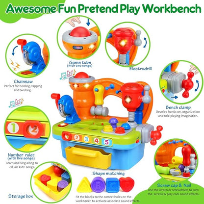 Toys for 1 Year Old Boy, Musical Learning Workbench for Toddler Toys Age 1-2 12-18 Months 1 Year
