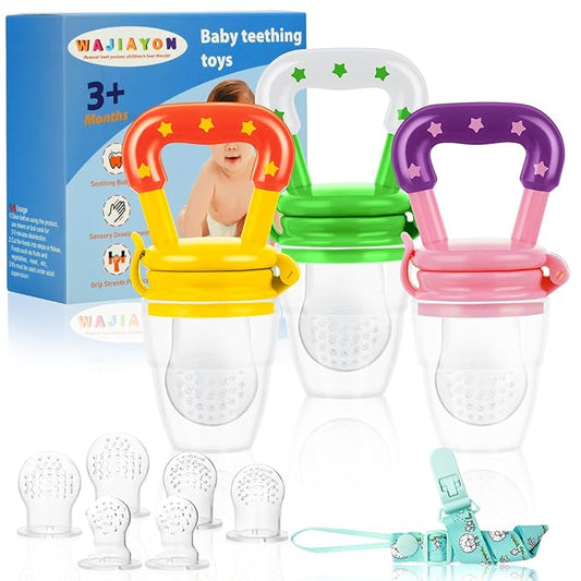 WAJIAYON Baby Fruit Feeder/Food Feeder Pacifier (3 Pack)- Infant Teething Toys | Fruit Pacifier Feeder