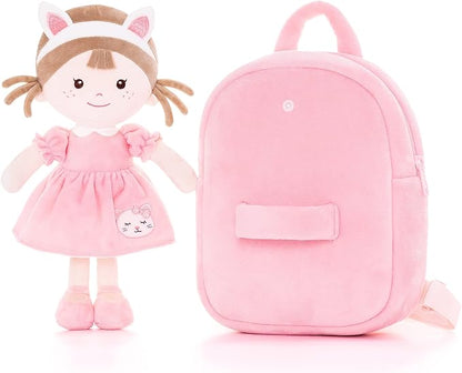 Onetoo Toddler Backpack Kids Backpacks with Soft Plush Baby Dolls 9.5"