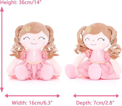 Gloveleya Dolls Baby Girl Gifts Soft Plush Doll Pink Crown 14"
