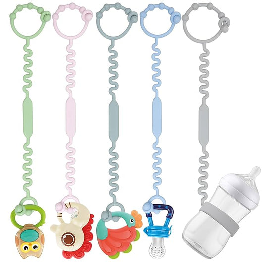 Toy Straps for Baby, Pacifier Holder Clip with Self-Adjusting Bayonet Chairs(5PS)