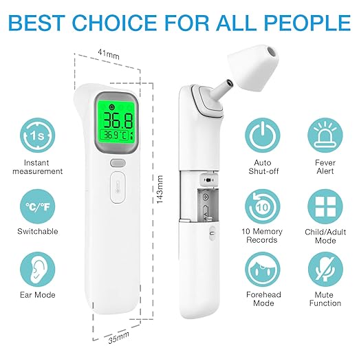 Wellue Touchless Baby Thermometer, Infrared Forehead and Ear Thermometer