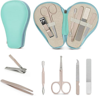 haakaa Baby Nail Clippers, 6-in-1 Baby Nail Care Kit with PU Storage Case, Nail Scissor, Cuticle Pusher, 2 Nail Files, Nail Clipper & Tweezer, Baby Manicure Set for Babies, Green