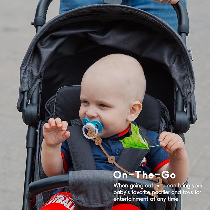 2 Pack Silicone Pacifier Holder Case & Baby Toy Strap, BPA-Free Silicone Newborn Pacifier Holder for Baby Boys & Girls
