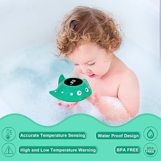 Baby Bath Thermometer Safety, Auto ON/Off Waterproof Bathtub Thermometer