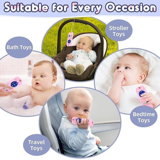 AiTuiTui Baby Teether for Teething Relief Baby Toys 3 6 9 12 Months, Silicone Baby Teether Toy for Babies Remote Control Newborn Infant Boy Girl Autism for Baby Gifts