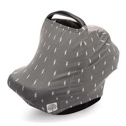 Parker Baby Co. 4 in 1 Car Seat Cover for Girls and Boys - Stretchy Carseat Canopy, Nursing Cover, Grocery Cart Cover, High Chair Cover - Storm