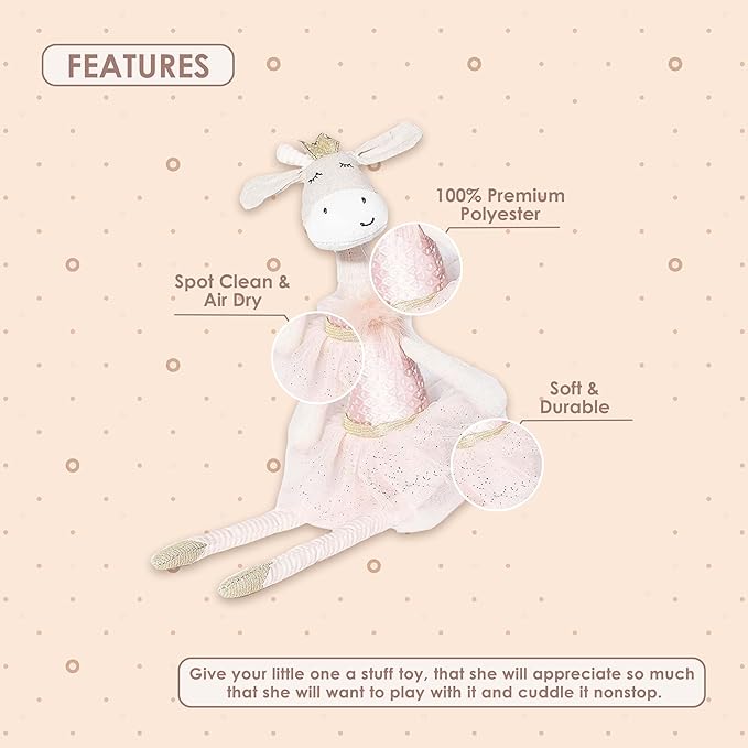 MON AMI Giraffe Ballerina Doll - 15", Plush Giraffe Stuffed Animal Doll