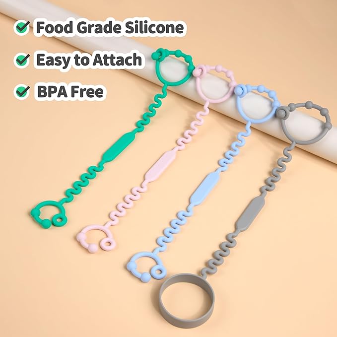 Toy Straps for Baby, Pacifier Holder Clip with Self-Adjusting Bayonet (4 pcs)