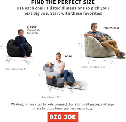 Big Joe Dorm Bean Bag Chair with Drink Holder and Pocket, Spicy Lime Smartmax, Durable Polyester Nylon Blend, 3 feet