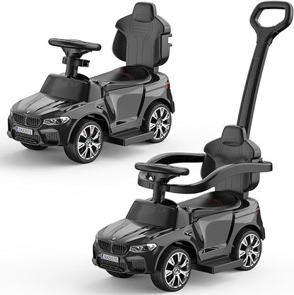 Hetoy Push Cars for Toddlers 1-3 Boys Girls，4-in-1 Ride On Cars Licensed BMW with Horn, Music