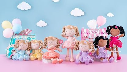 Gloveleya Baby Doll Gifts Plush Curly Girl Toys with Love 16" Azure