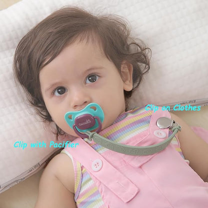 Silicone Pacifier Clip, Seposeve Pack of 3 Baby Pacifier Teether Clip with 4 Texture
