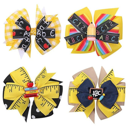 Back to School Bow Hair Clips for Girls, 5PCS 4.5
