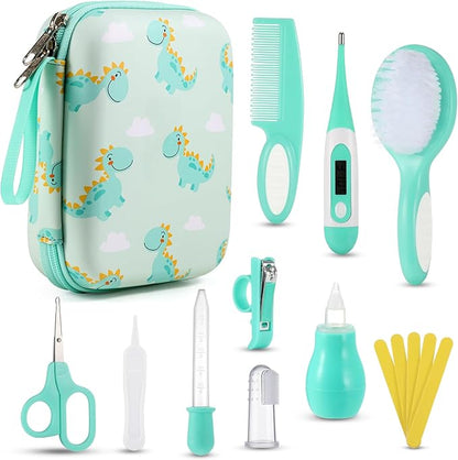 Lilian&Gema Baby Grooming Kit Newborn Boy, 15 in 1 Baby Safety Care Set, Portable Baby Healthcare Set with Baby Hair Brush and Comb, Baby Nail Kit, Nasal Aspirator, Perfect Gifts for Boys