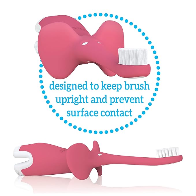 Dr. Brown's Infant-to-Toddler Training Toothbrush, Soft for Baby's First Teeth, Pink Elephant, 0-3 Years (Colors/Styles May Vary)