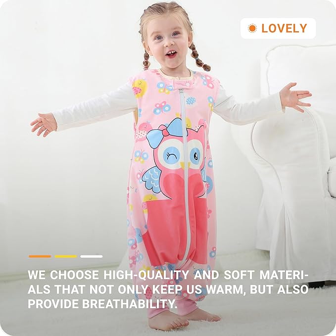Infant Toddler Sleeping Bag, Baby Sleeping Sack Sleeveless 4 Season 3-5T, Owl