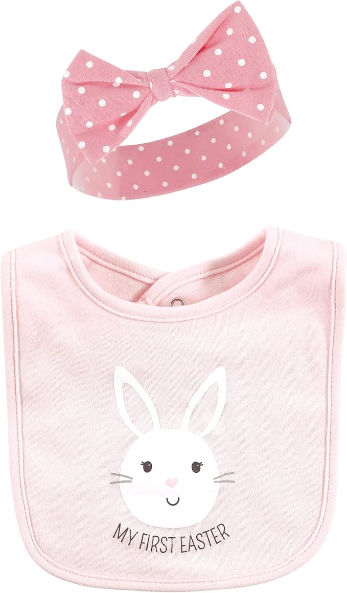 Hudson Baby Unisex BabyCotton Bib and Headband or Caps Set